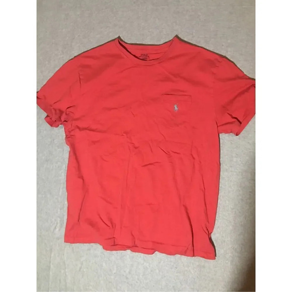 Mens Polo Ralph Lauren Shirt Size Large Red Pocket Summer Spring - Picture 1 of 2